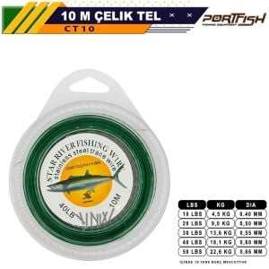 Portfish Çelik Telli 10 metre - BURÇLU 50LB YEŞİL